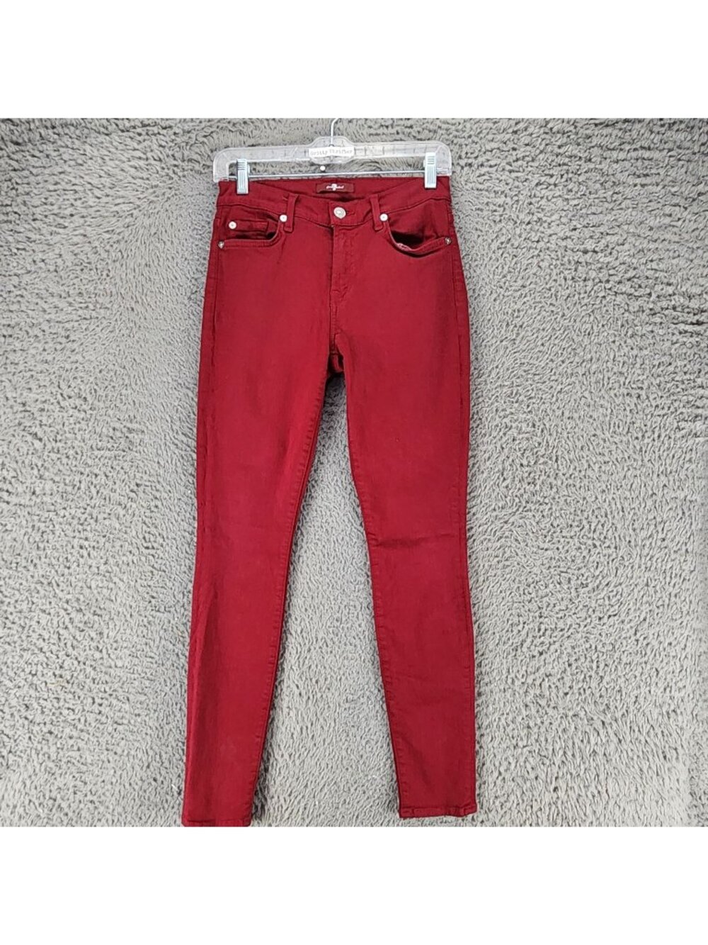 7 For All Mankind Pants Womens 27 Red Stretch Mid Rise Skinny